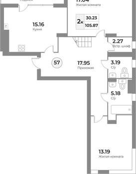 2-к квартира, вторичка, 106м2, 7/7 этаж