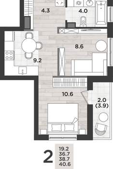 2-к квартира, вторичка, 39м2, 5/14 этаж