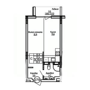 Студия квартира, вторичка, 33м2, 9/9 этаж