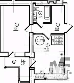 1-к квартира, вторичка, 43м2, 2/9 этаж