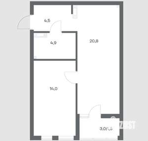 1-к квартира, вторичка, 46м2, 2/18 этаж