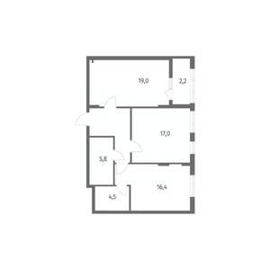 2-к квартира, строящийся дом, 73м2, 4/8 этаж