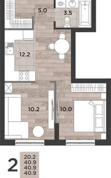 2-к квартира, вторичка, 41м2, 1/14 этаж