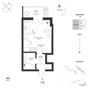 Студия квартира, вторичка, 33м2, 2/7 этаж