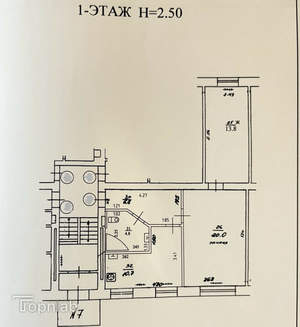 2-к квартира, вторичка, 56м2, 1/5 этаж