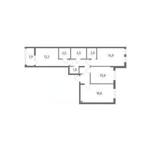 3-к квартира, вторичка, 79м2, 1/8 этаж