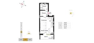 Студия квартира, вторичка, 28м2, 4/9 этаж