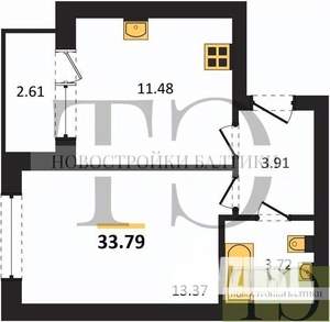1-к квартира, вторичка, 34м2, 3/9 этаж