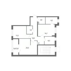 2-к квартира, строящийся дом, 85м2, 1/13 этаж