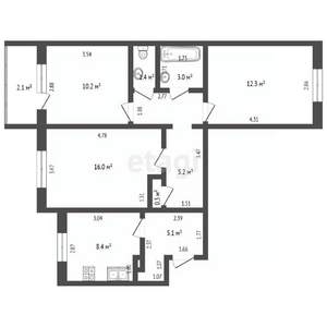 3-к квартира, вторичка, 65м2, 4/9 этаж