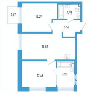 2-к квартира, вторичка, 61м2, 5/26 этаж