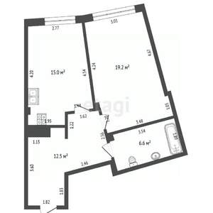 1-к квартира, вторичка, 53м2, 3/8 этаж