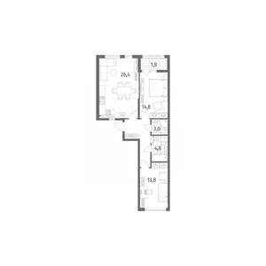 2-к квартира, вторичка, 74м2, 4/8 этаж