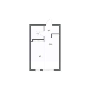 1-к квартира, строящийся дом, 30м2, 4/18 этаж