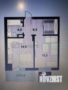 1-к квартира, вторичка, 43м2, 6/8 этаж