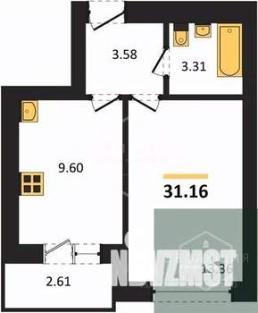 1-к квартира, вторичка, 31м2, 4/9 этаж