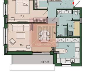 2-к квартира, вторичка, 66м2, 9/13 этаж