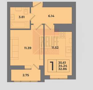 1-к квартира, вторичка, 36м2, 6/8 этаж