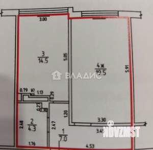 1-к квартира, вторичка, 45м2, 4/9 этаж