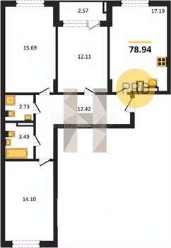 3-к квартира, вторичка, 81м2, 3/9 этаж