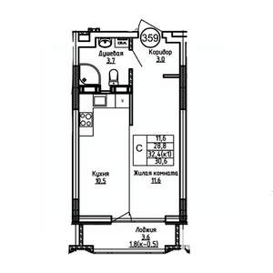 Студия квартира, вторичка, 31м2, 9/9 этаж