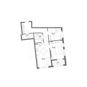 2-к квартира, строящийся дом, 68м2, 8/8 этаж