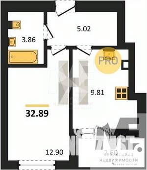 1-к квартира, вторичка, 33м2, 2/9 этаж