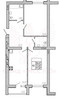 2-к квартира, вторичка, 78м2, 2/9 этаж