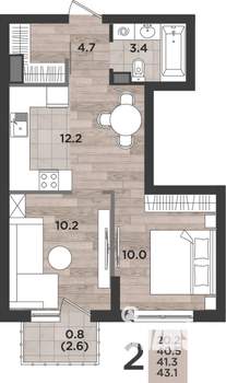 2-к квартира, вторичка, 41м2, 3/14 этаж