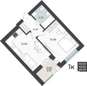1-к квартира, строящийся дом, 42м2, 5/10 этаж