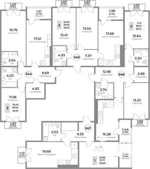 2-к квартира, вторичка, 68м2, 10/10 этаж