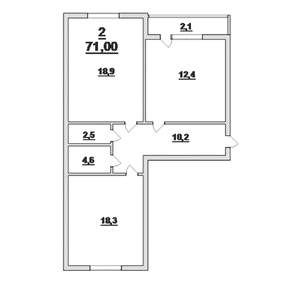 2-к квартира, вторичка, 71м2, 12/16 этаж