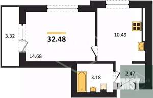 1-к квартира, вторичка, 32м2, 4/9 этаж