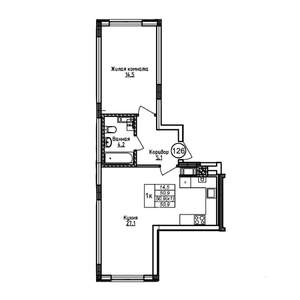 1-к квартира, вторичка, 51м2, 1/9 этаж