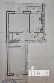 2-к квартира, вторичка, 66м2, 6/9 этаж