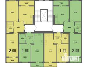 1-к квартира, строящийся дом, 44м2, 5/8 этаж