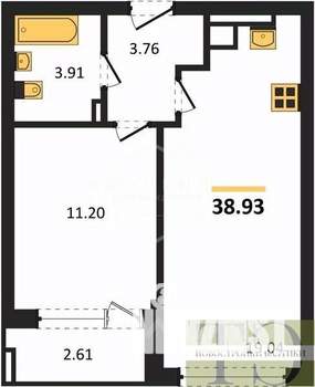 1-к квартира, вторичка, 39м2, 5/9 этаж