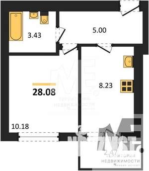 1-к квартира, вторичка, 28м2, 3/9 этаж