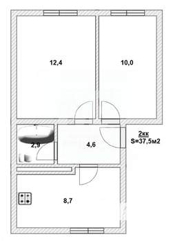 2-к квартира, вторичка, 38м2, 3/4 этаж