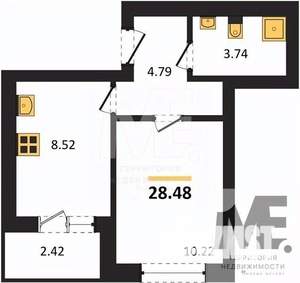 1-к квартира, вторичка, 28м2, 3/9 этаж