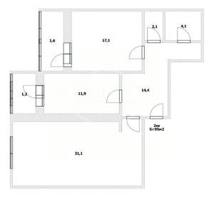 3-к квартира, вторичка, 95м2, 5/14 этаж