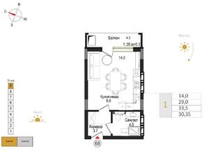 Студия квартира, вторичка, 30м2, 9/9 этаж
