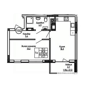 1-к квартира, вторичка, 42м2, 5/9 этаж
