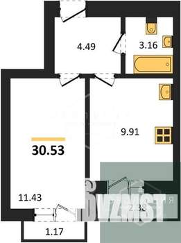 1-к квартира, вторичка, 31м2, 9/9 этаж