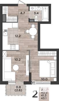 2-к квартира, вторичка, 41м2, 13/14 этаж