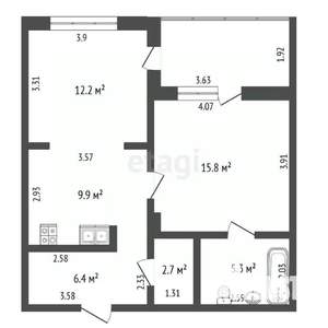 1-к квартира, вторичка, 52м2, 5/10 этаж