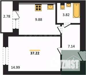 1-к квартира, вторичка, 37м2, 1/9 этаж