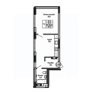 1-к квартира, вторичка, 37м2, 3/9 этаж