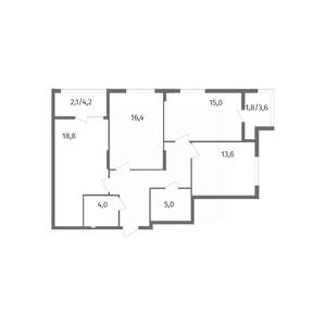 3-к квартира, вторичка, 91м2, 8/12 этаж