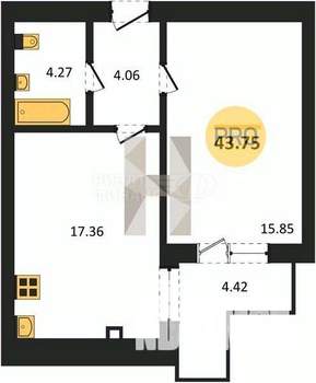 1-к квартира, вторичка, 36м2, 9/10 этаж